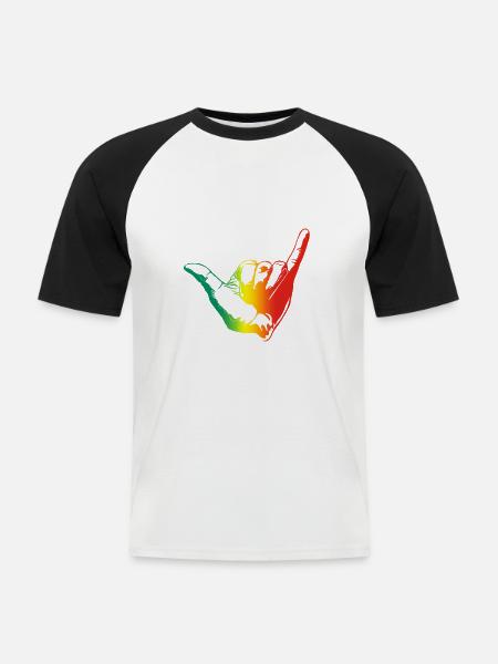 hangloose rasta - Männer Baseball-T-Shirt - Weiß/Schwarz