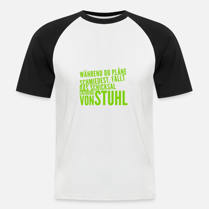 Pläne machen ist sinnlos - Männer Baseball-T-Shirt - Weiß/Schwarz