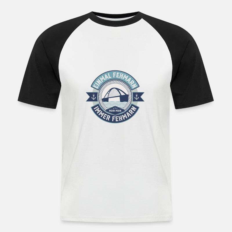 Fehmarn - Einmal Fehmarn Immer Fehmarn - Männer Baseball-T-Shirt - Weiß/Schwarz