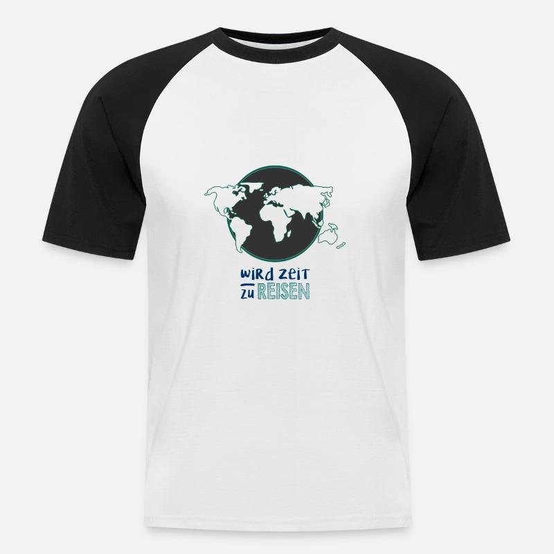 wird Zeit zu reisen Logo - Männer Baseball-T-Shirt - Weiß/Schwarz