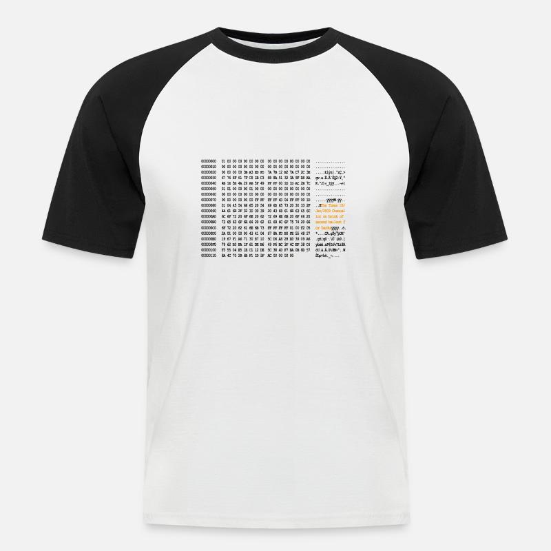 Bitcoin Block 0 Code - Men's Baseball T-Shirt - white/black