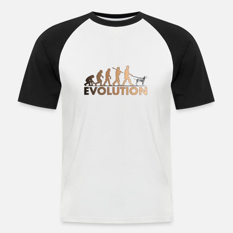 Dalmatiner Evolution Brown - Männer Baseball-T-Shirt - Weiß/Schwarz