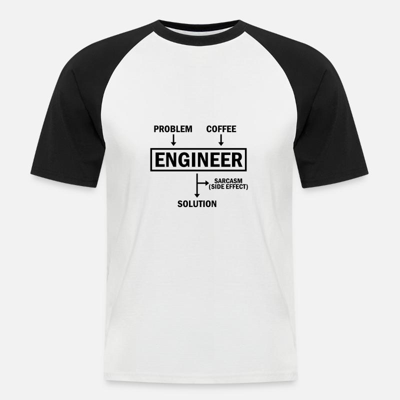Problem Engineer Coffee Solution Sarcasm - Männer Baseball-T-Shirt - Weiß/Schwarz