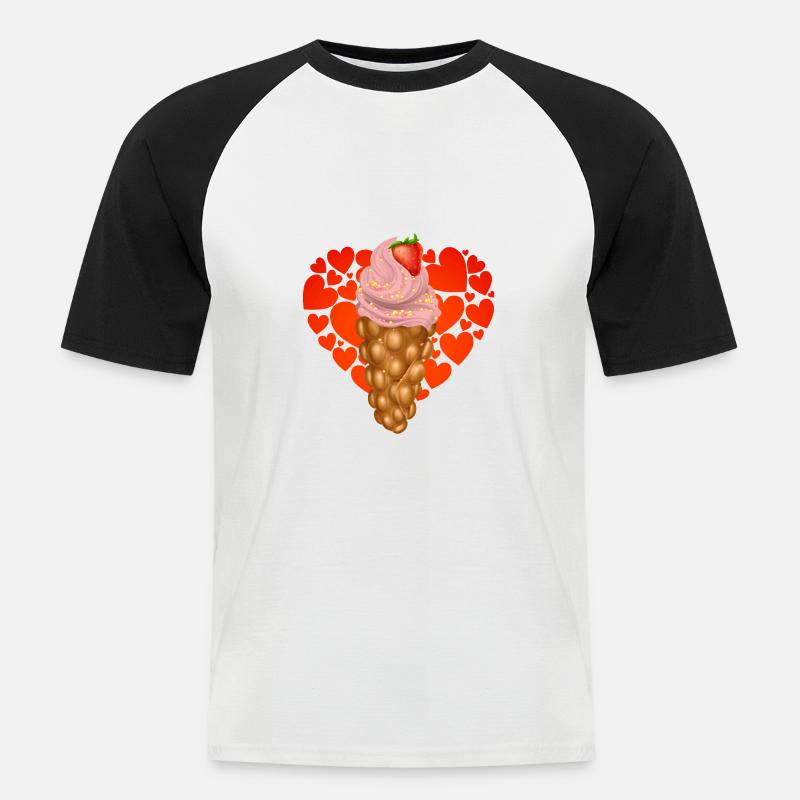 Bubblewaffel Eiscreme Sommer Lecker - Männer Baseball-T-Shirt - Weiß/Schwarz