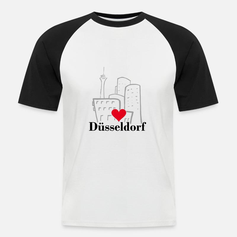 Düsseldorf, Città, Kö, Germania - Maglia da baseball a manica corta da uomo - bianco/nero