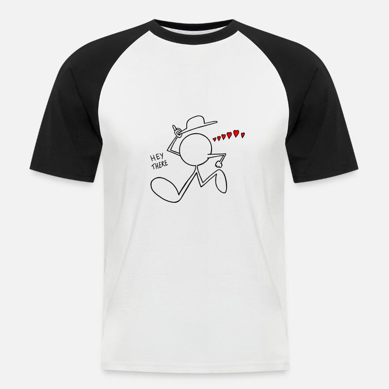 Hey There Plain Doodle - Männer Baseball-T-Shirt - Weiß/Schwarz