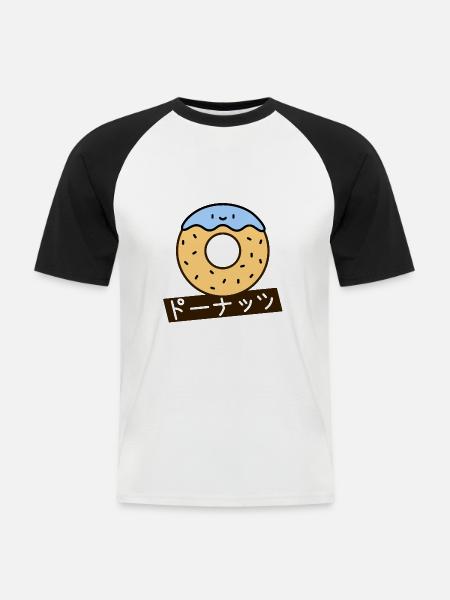 Japanischer Donut mit Streusel - Männer Baseball-T-Shirt - Weiß/Schwarz