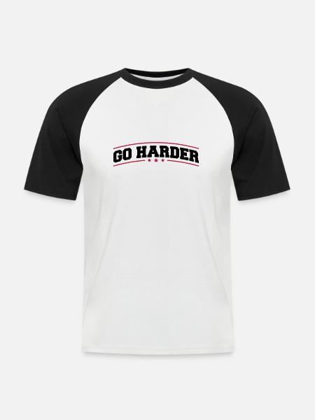 go_harder_bv2 - Männer Baseball-T-Shirt - Weiß/Schwarz