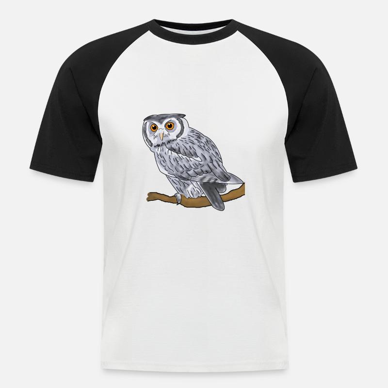 Uhu, Eule - Männer Baseball-T-Shirt - Weiß/Schwarz