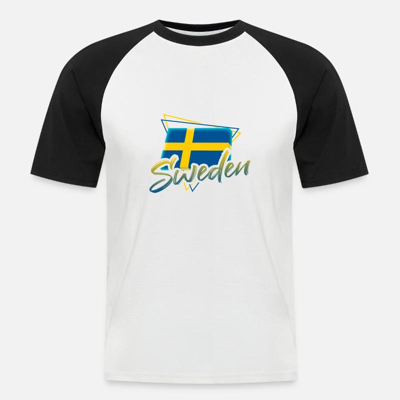 Sverige - Kortärmad basebolltröja herr - vit/svart