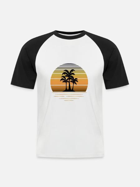 Urlaubsträume: Sonne Palmen Sandstrand - Männer Baseball-T-Shirt - Weiß/Schwarz