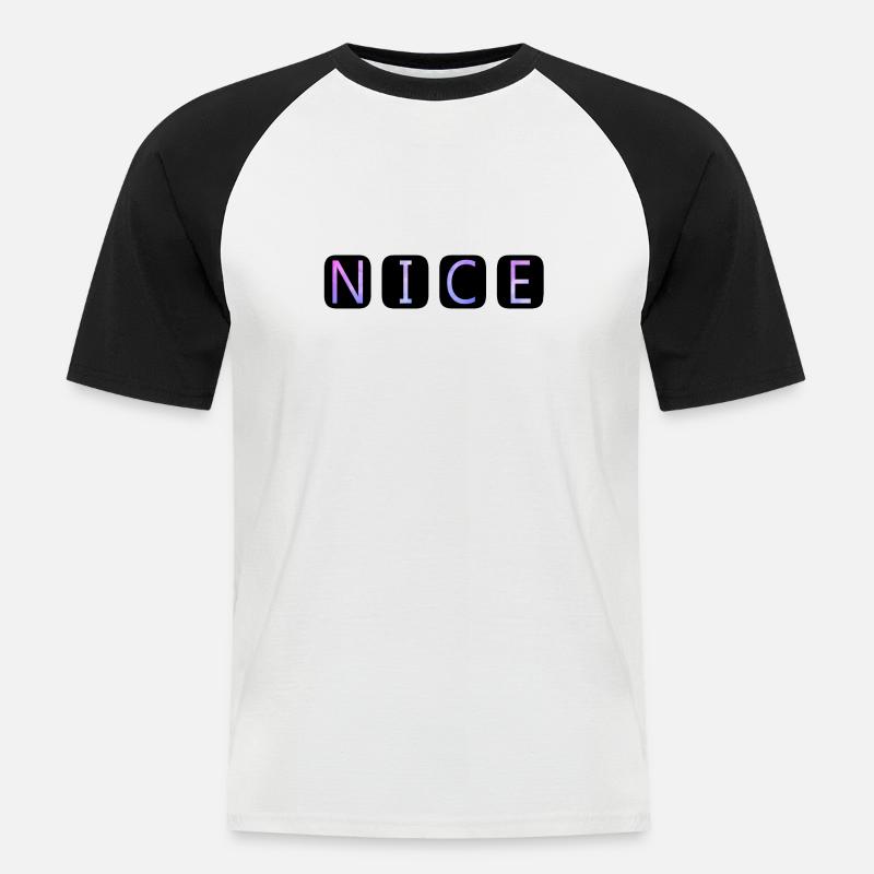 nice - Männer Baseball-T-Shirt - Weiß/Schwarz