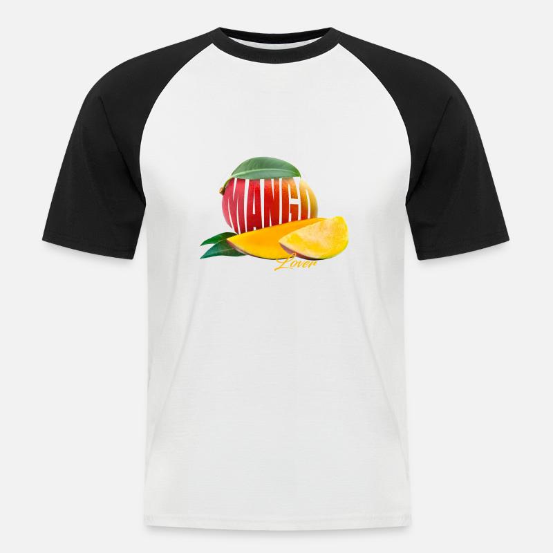 Mango Lover - Das Obst mit Urlaubsfeeling - Männer Baseball-T-Shirt - Weiß/Schwarz