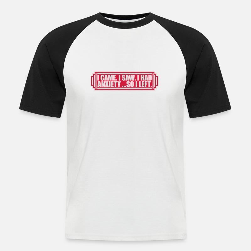 J’avais de l’anxiété en disant - T-shirt baseball manches courtes Homme - blanc/noir