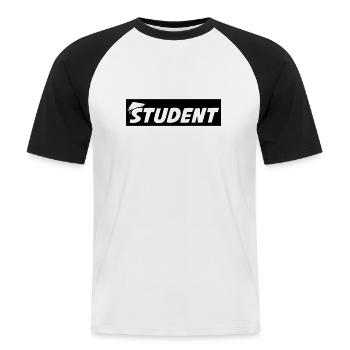 étudiant - T-shirt baseball manches courtes Homme - blanc/noir - Devant - Nik (191cm)
