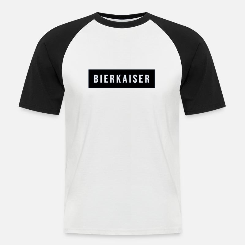 Bierkaiser2 - Männer Baseball-T-Shirt - Weiß/Schwarz