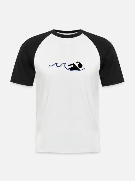 nageur - T-shirt baseball manches courtes Homme - blanc/noir