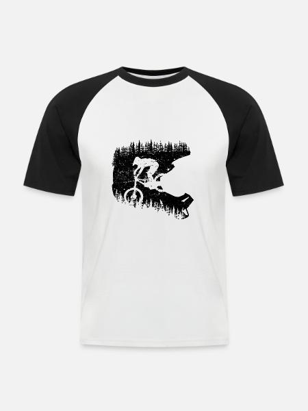 Fullface Down the Hill - Männer Baseball-T-Shirt - Weiß/Schwarz