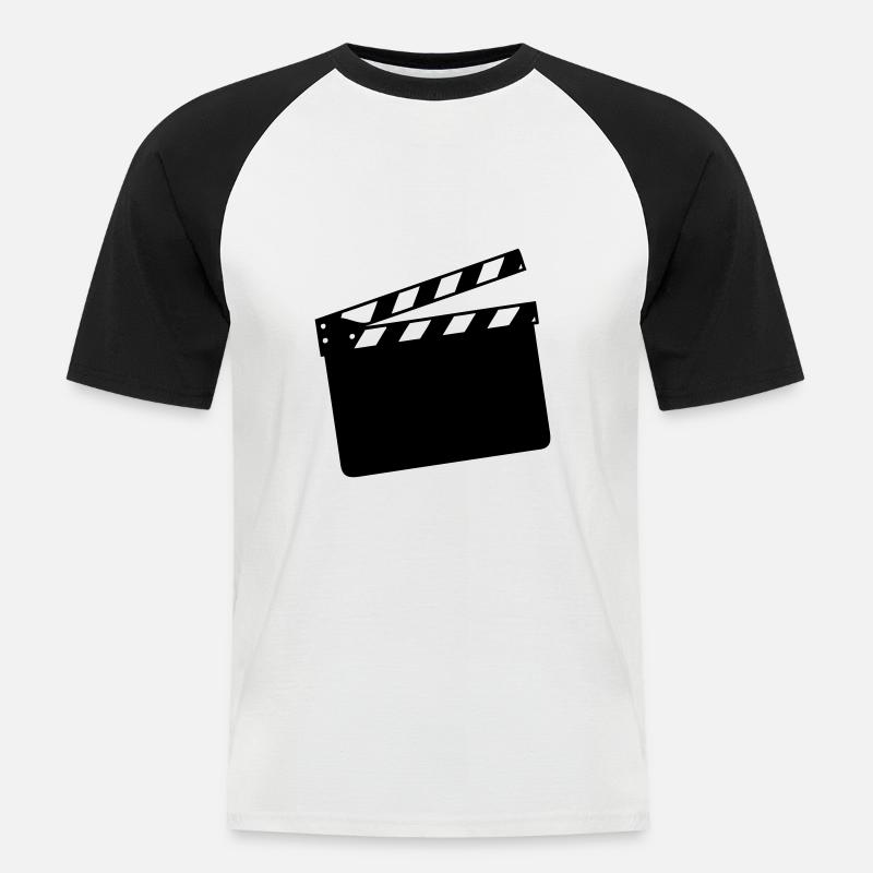 clap cinema 1 - Maglia da baseball a manica corta da uomo - bianco/nero