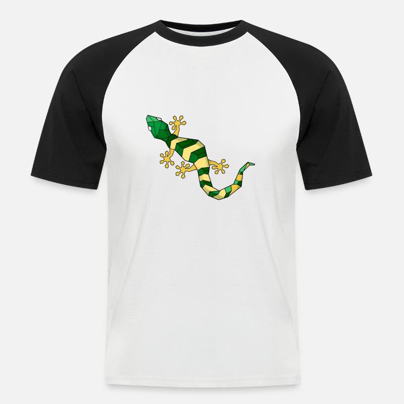 Geometrisch Eidechse - Männer Baseball-T-Shirt - Weiß/Schwarz