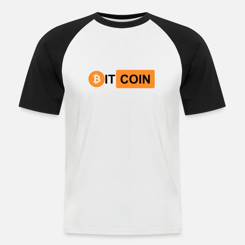 Krypto Bitcoin BTC prn 3 - Männer Baseball-T-Shirt - Weiß/Schwarz