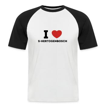 J’aime Bois-le-Duc Pays-Bas - T-shirt baseball manches courtes Homme - blanc/noir - Devant - Nik (191cm)