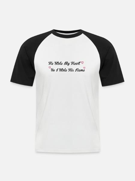 Stole My Heart - Männer Baseball-T-Shirt - Weiß/Schwarz