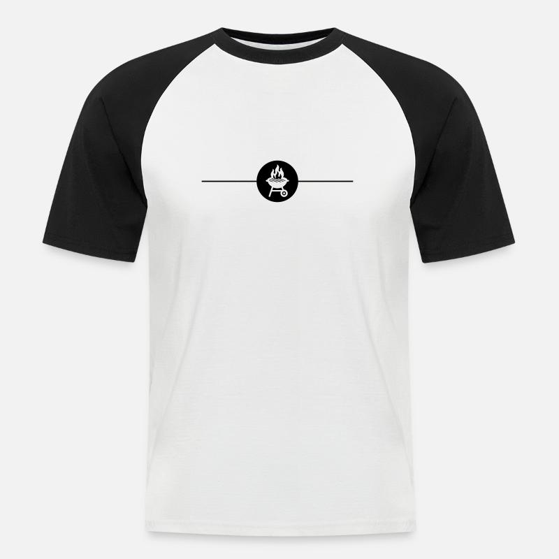 Grill Symbol Grilling Line - Men's Baseball T-Shirt - white/black