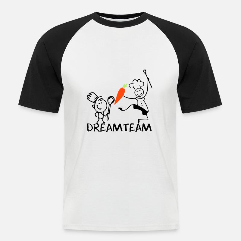 Dreamteam - Männer Baseball-T-Shirt - Weiß/Schwarz