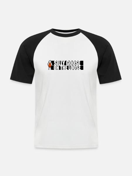 goose on the loose - Men's Baseball T-Shirt - white/black