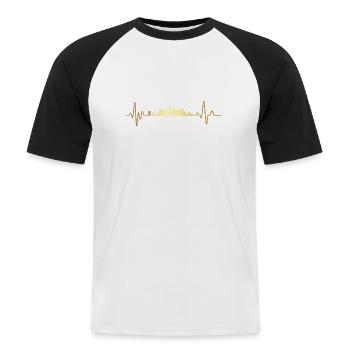 Battement de cœur kansas - T-shirt baseball manches courtes Homme - blanc/noir - Devant - Nik (191cm)