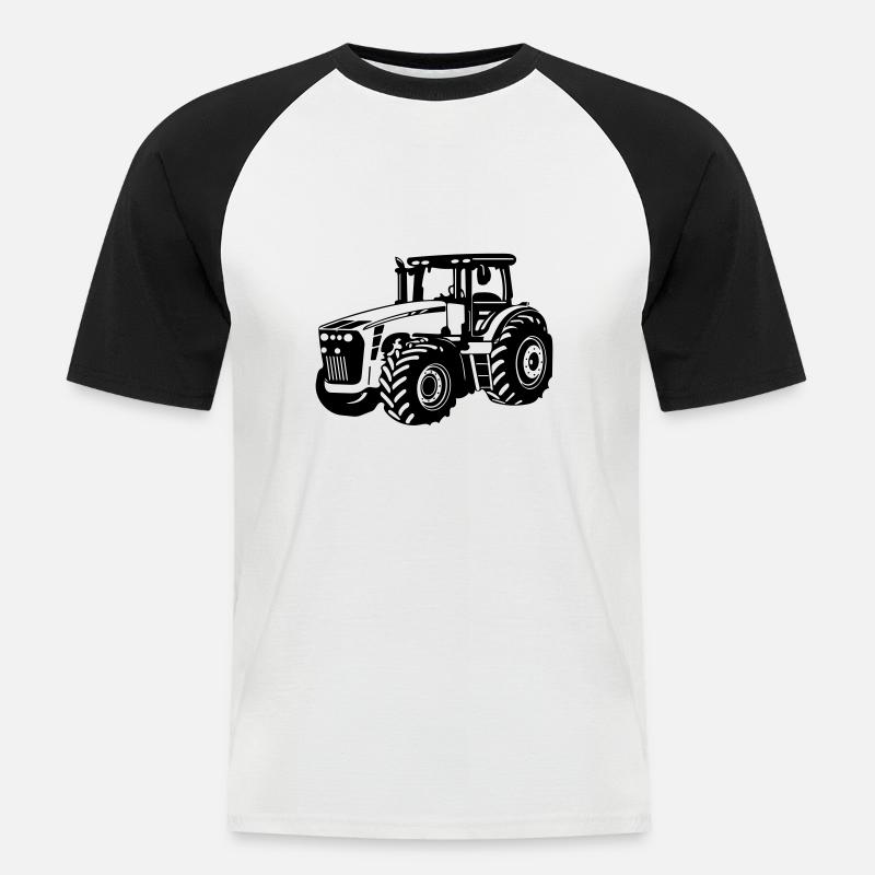 Traktor - Männer Baseball-T-Shirt - Weiß/Schwarz