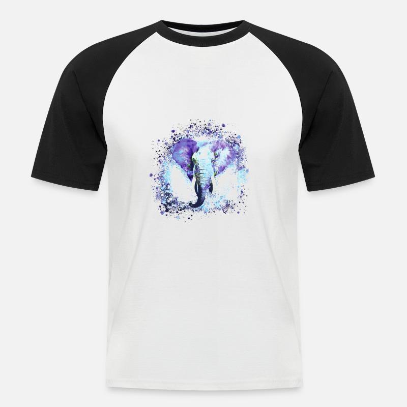 Elefant, Graffiti, Malerei, blau,Wildnis - Männer Baseball-T-Shirt - Weiß/Schwarz
