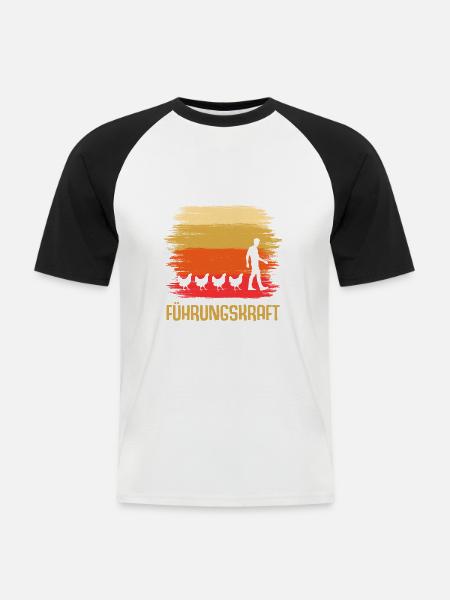 Führungskraft Hühner Hahn - Männer Baseball-T-Shirt - Weiß/Schwarz