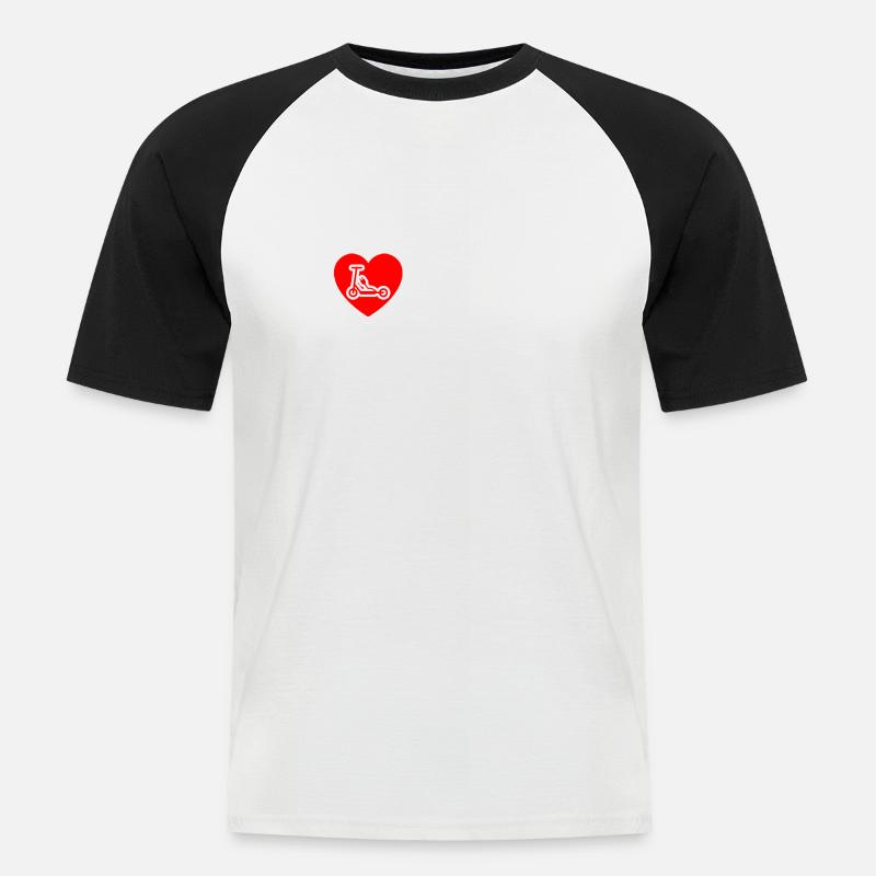 E-Scooter E-Roller Scooter - Männer Baseball-T-Shirt - Weiß/Schwarz
