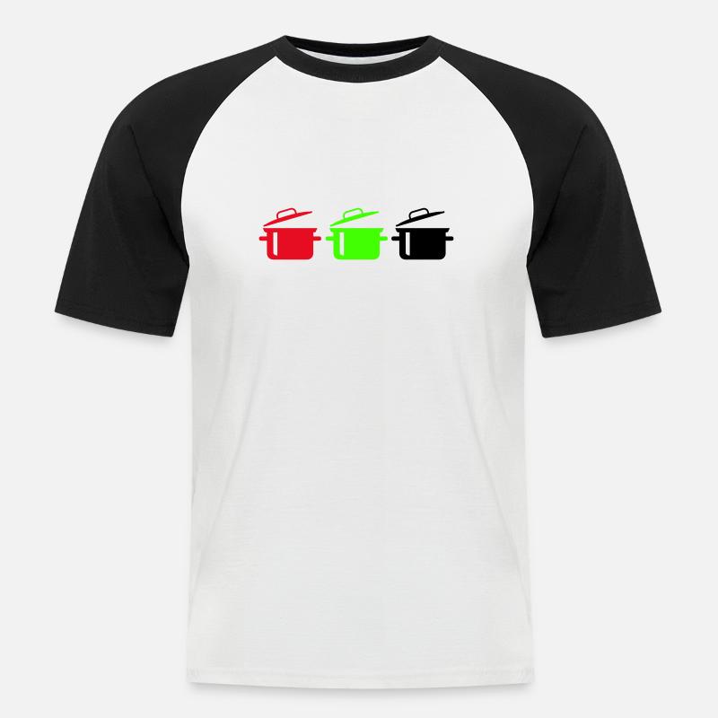 kochtöpfe - Männer Baseball-T-Shirt - Weiß/Schwarz