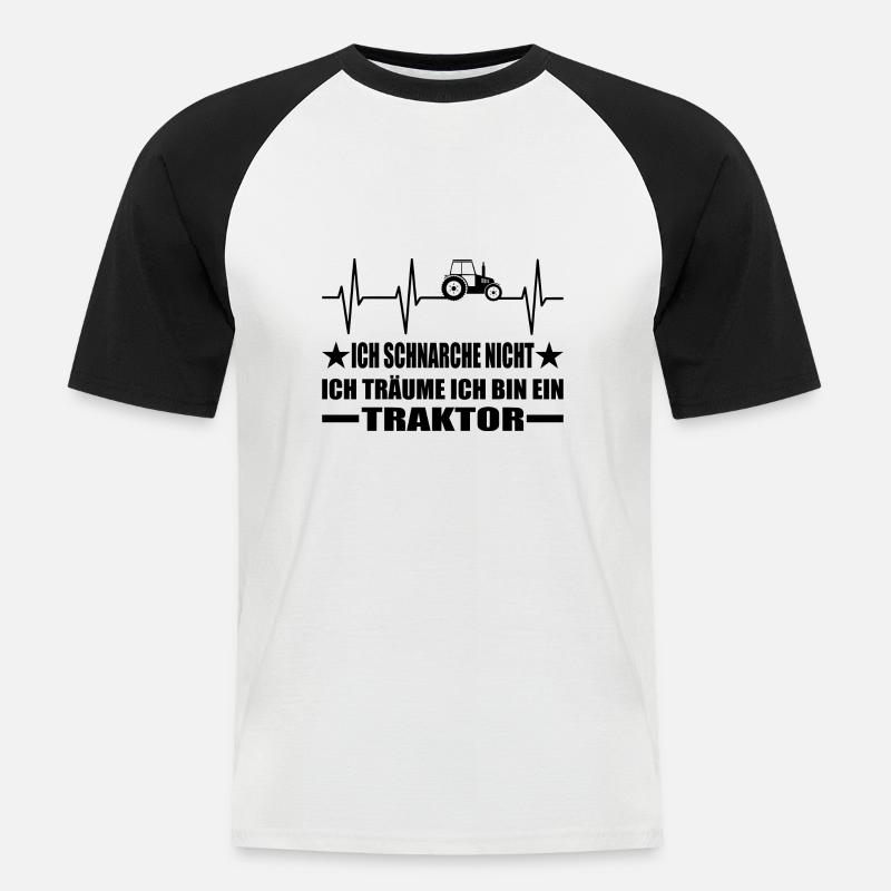 Traktor - Männer Baseball-T-Shirt - Weiß/Schwarz