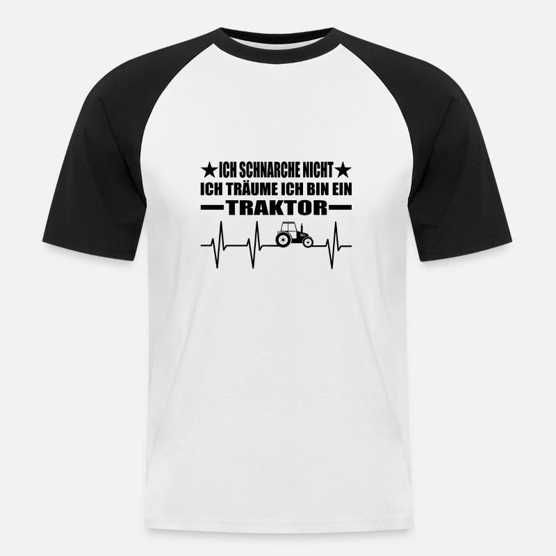 Traktor - Männer Baseball-T-Shirt - Weiß/Schwarz