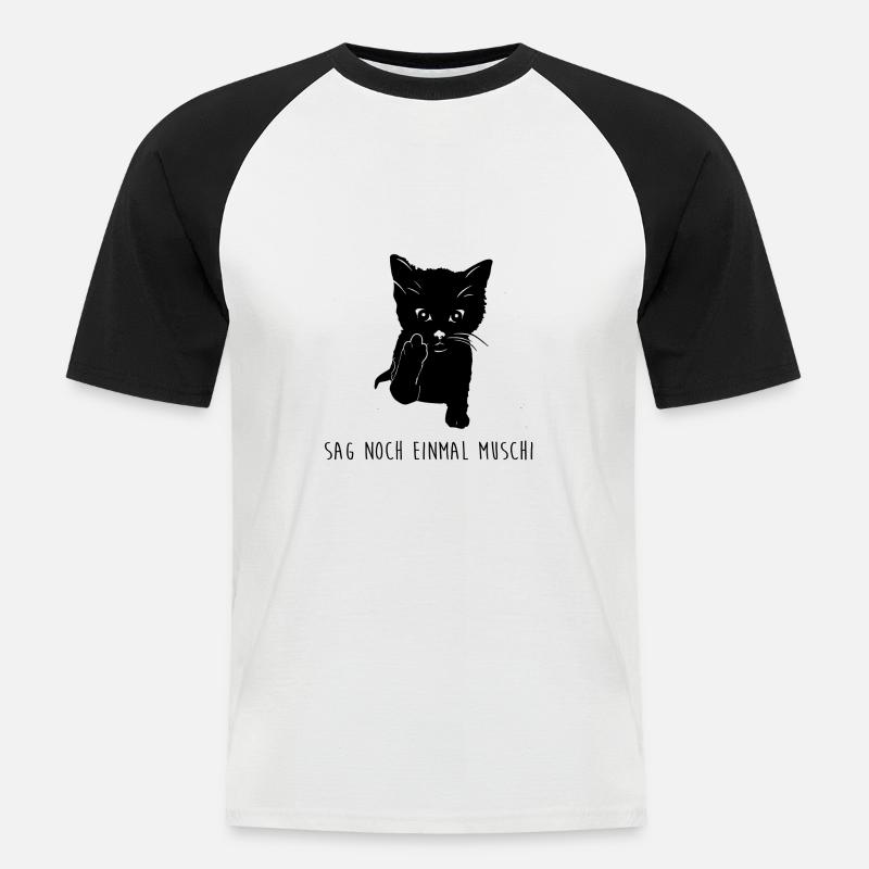 sag noch einmal muschi - Männer Baseball-T-Shirt - Weiß/Schwarz