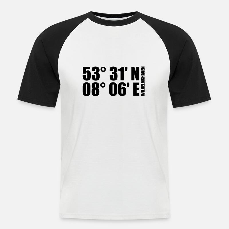 Wilhelmshaven coordinates - Men's Baseball T-Shirt - white/black