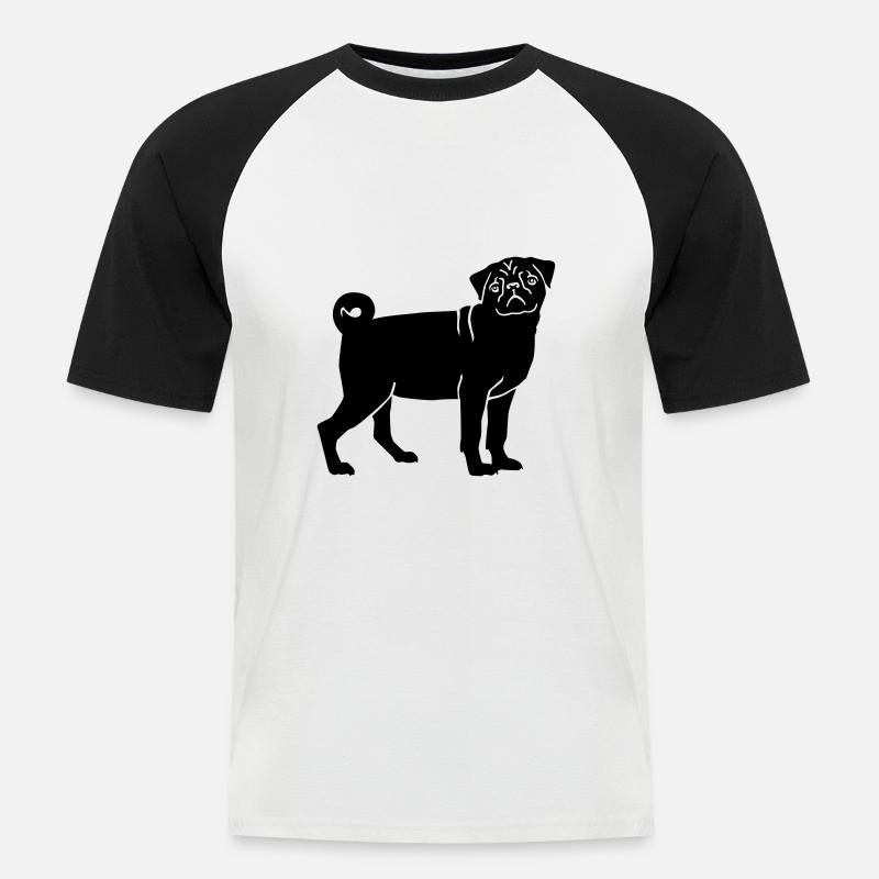 Mops - Männer Baseball-T-Shirt - Weiß/Schwarz