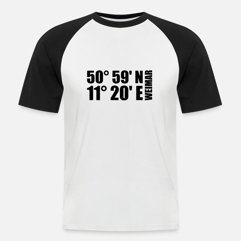 Weimar coordinates - Men's Baseball T-Shirt - white/black
