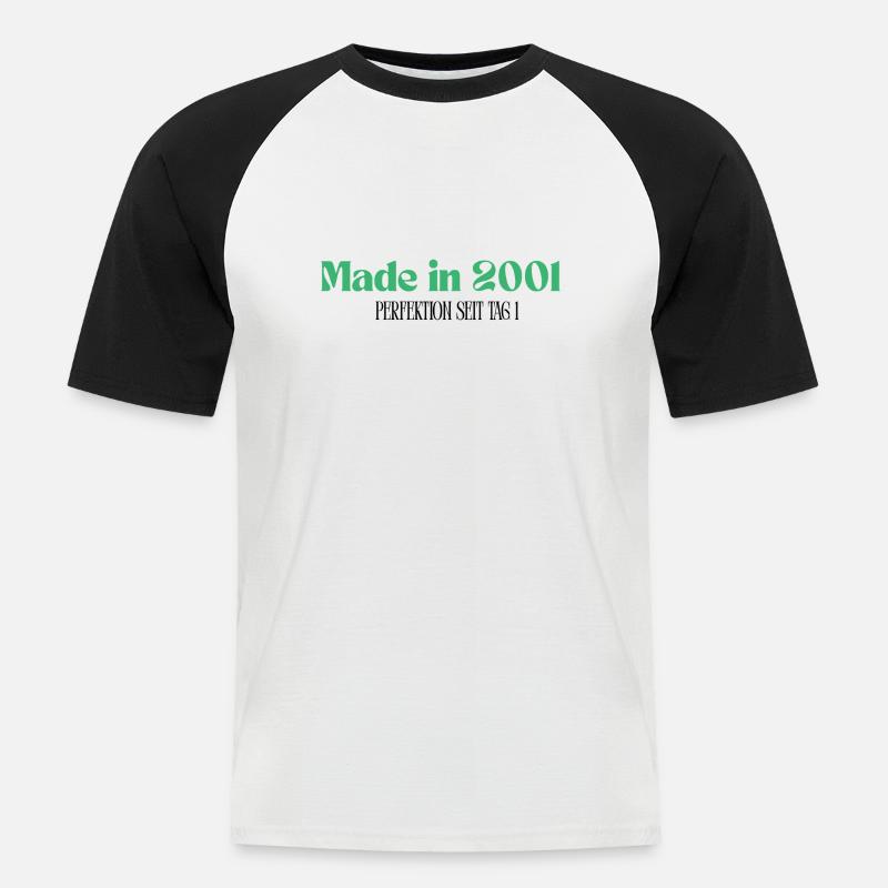 Made in 2001 - Perfektion seit Tag 1 - Männer Baseball-T-Shirt - Weiß/Schwarz