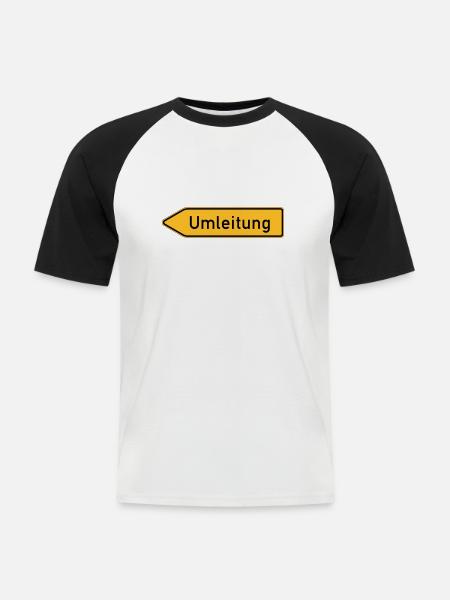 Umleitung Links - Männer Baseball-T-Shirt - Weiß/Schwarz