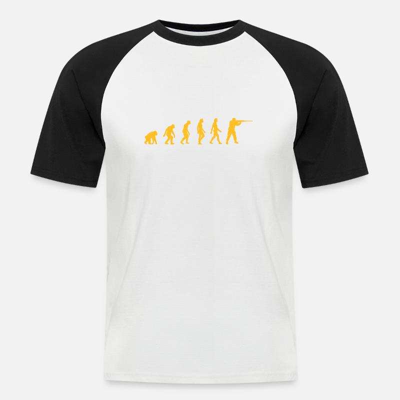 Die Evolution der Jäger - Männer Baseball-T-Shirt - Weiß/Schwarz