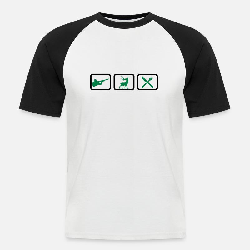 jagd - Männer Baseball-T-Shirt - Weiß/Schwarz