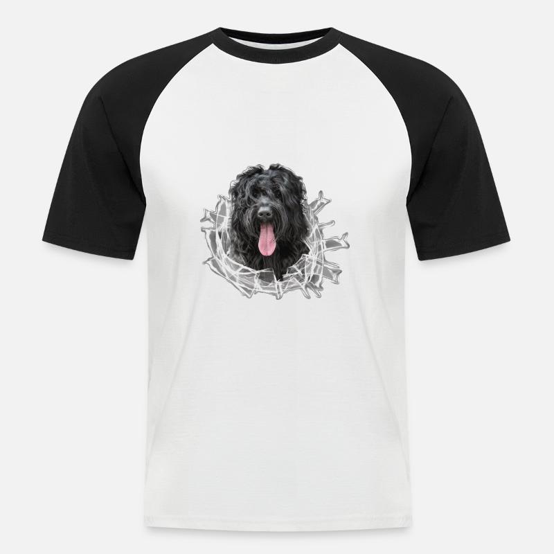 RussischerSchwarzerTerrier Glas - Männer Baseball-T-Shirt - Weiß/Schwarz