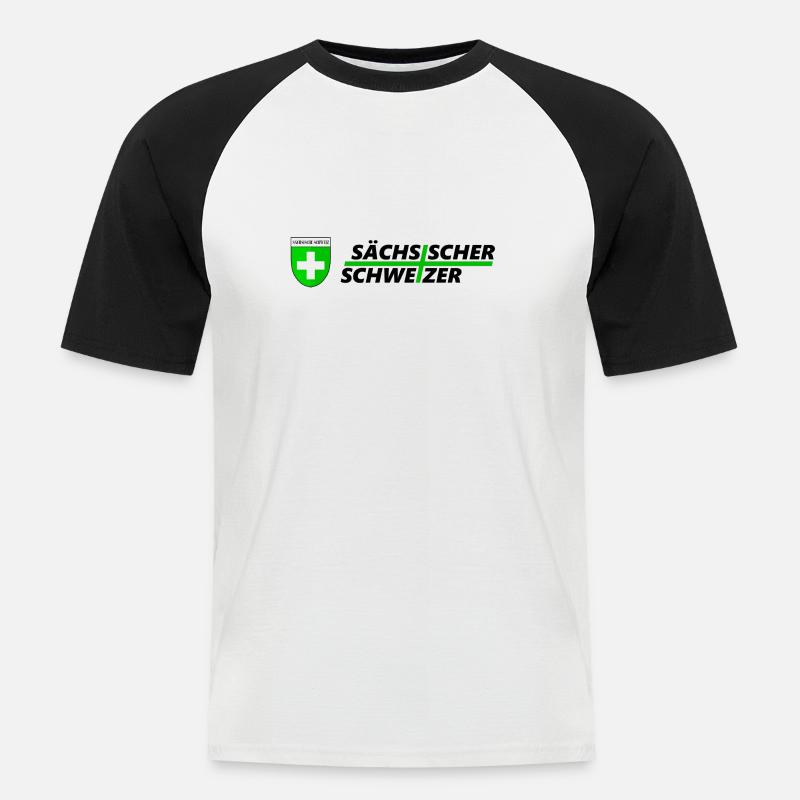 Saechsischer schweizer - Männer Baseball-T-Shirt - Weiß/Schwarz