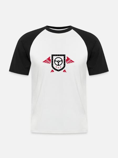 Pilot / Auto / LKW / Quad - Männer Baseball-T-Shirt - Weiß/Schwarz
