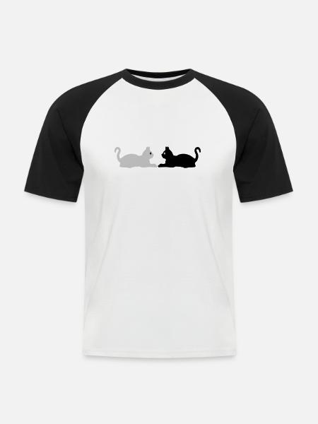 Yin Yang Cats Team - Men's Baseball T-Shirt - white/black